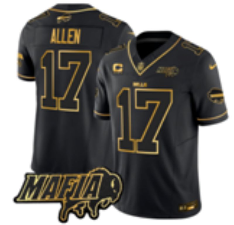 Men 2026 Buffalo Bills #17 Allen black gold three generations Nike Limited NFL Jersey style 006